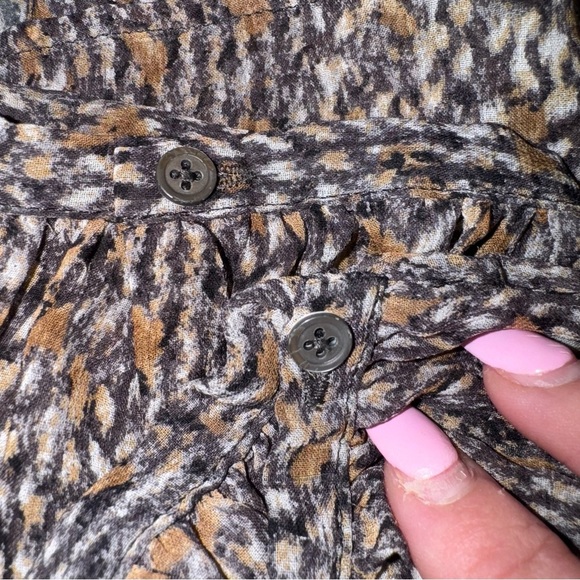 JOIE Brown Gold Dot Tassel Tribal Flowy Light Top Shirt 100% Silk Size Small - Picture 5 of 15